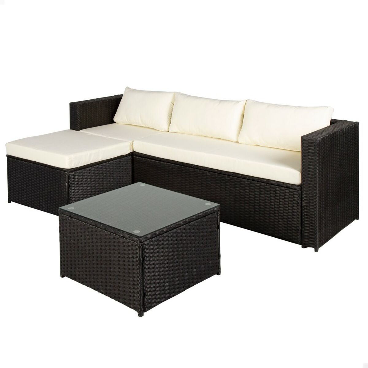 8412842611368 - Gartenmöbel 3-Sitzer Sofa Beistelltisch 203 x 125 x 64 cm