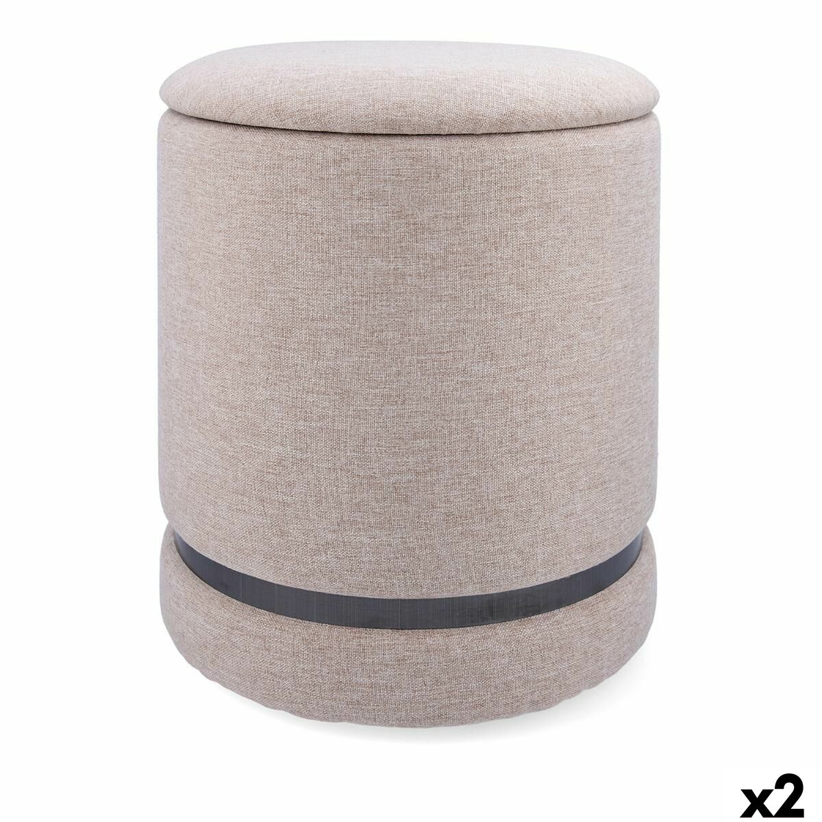 8414793749084 - Puff Moa Beige Holz 32 x 40 cm (2 Stück)