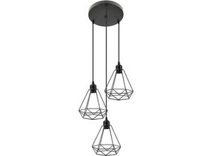 8417015656320 - Haloyo - Hängeleuchte Deckenlampe Vintage Industrie Retro E27 Käfig Runder Sockel schwarz Metall