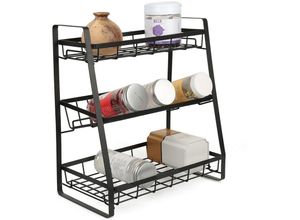 8417015658713 - Haloyo - GewürzregalKüchenregal KüchengestellGewürzständer Organizer 3 Ebenen 35x38x18cm Schwarz