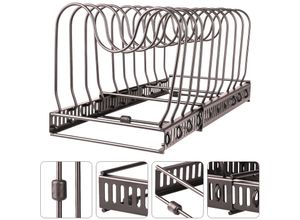 8417015662369 - Haloyo - TöpfePfannenregale Küchenregal mit 10 verstellbaren Fächern perfekt für Kochutensilien Töpfe Pfannen Deckel 58 18 18cm Pfannenhalter