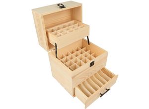 8417015667043 - Haloyo - Holzbox für ätherische Öle Organizer für ätherische Öle Aufbewahrungskoffer Holzkiste 3 Etagen 22 x 185 x 24 cm