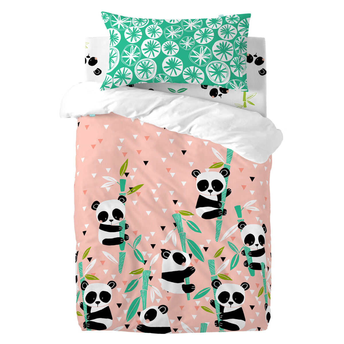 8420001050057 - Bettbezug-Set Moshi Moshi Panda Garden Rosa Babybettchen 2 Stücke