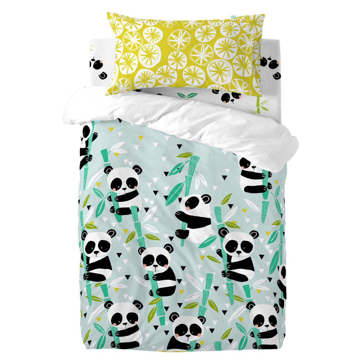 8420001154496 - Bettbezug-Set Moshi Moshi Panda Garden Blue Blau Babybettchen 2 Stücke