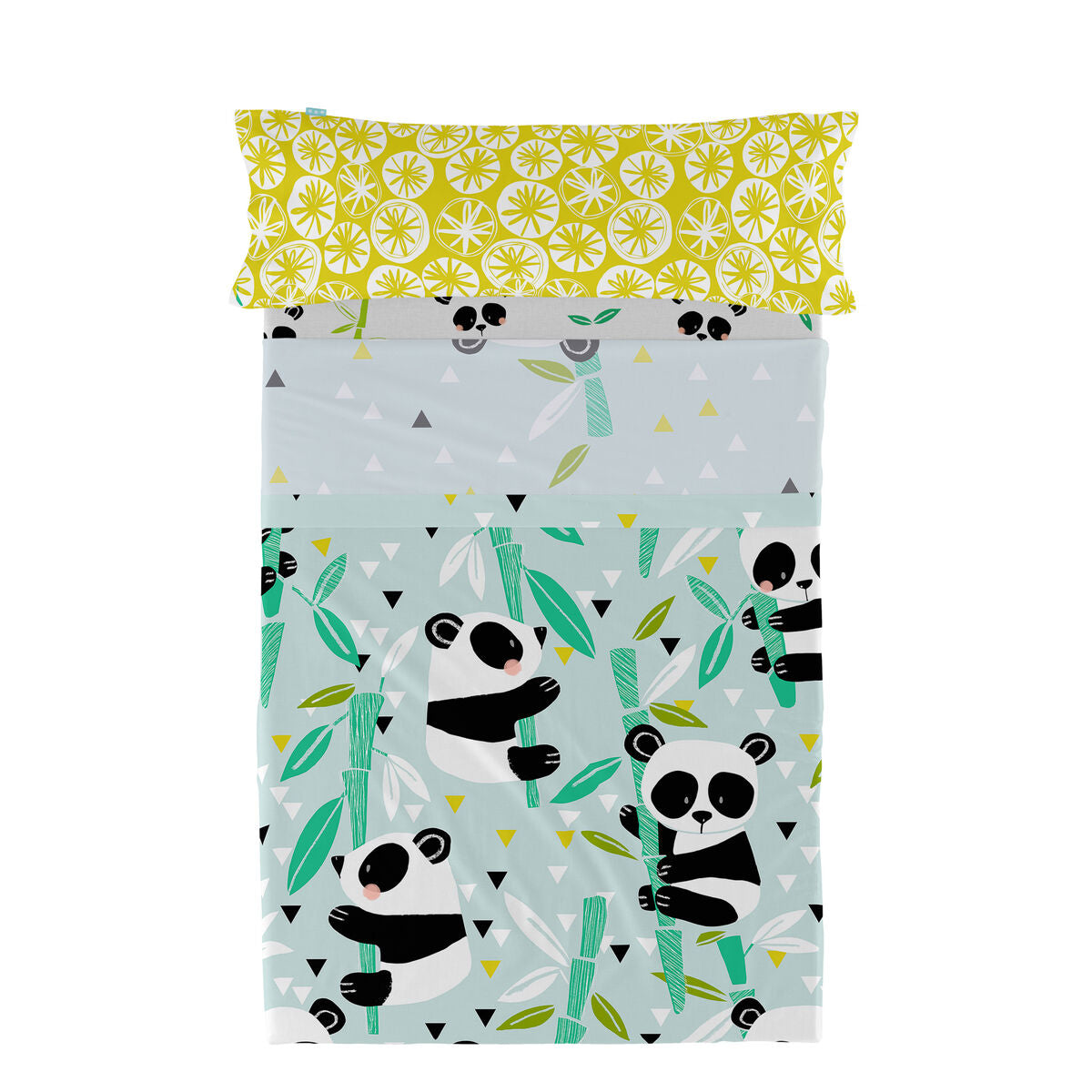 8420001154557 - Bettwäsche-Set Moshi Moshi Panda garden blue Blau Einzelmatratze 2 Stücke