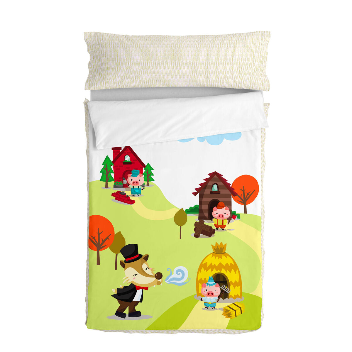 8420001158258 - Gesteppte Zipper -Bettwäsche Mr Fox Piggys Multicolour 105 x 200 cm