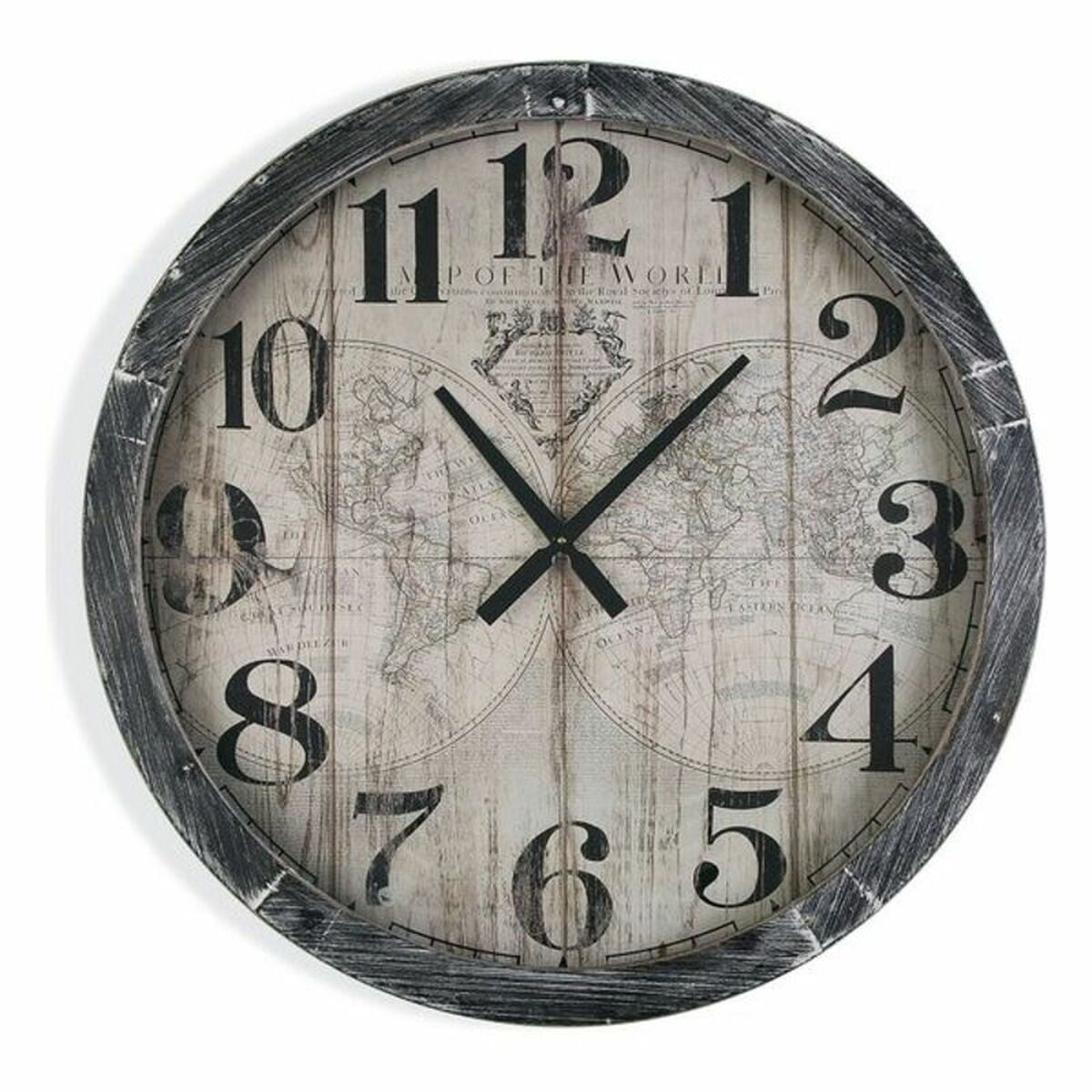 8420327447258 - Wall Clock Map World MDF Wood (65 x 765 x 765 cm)