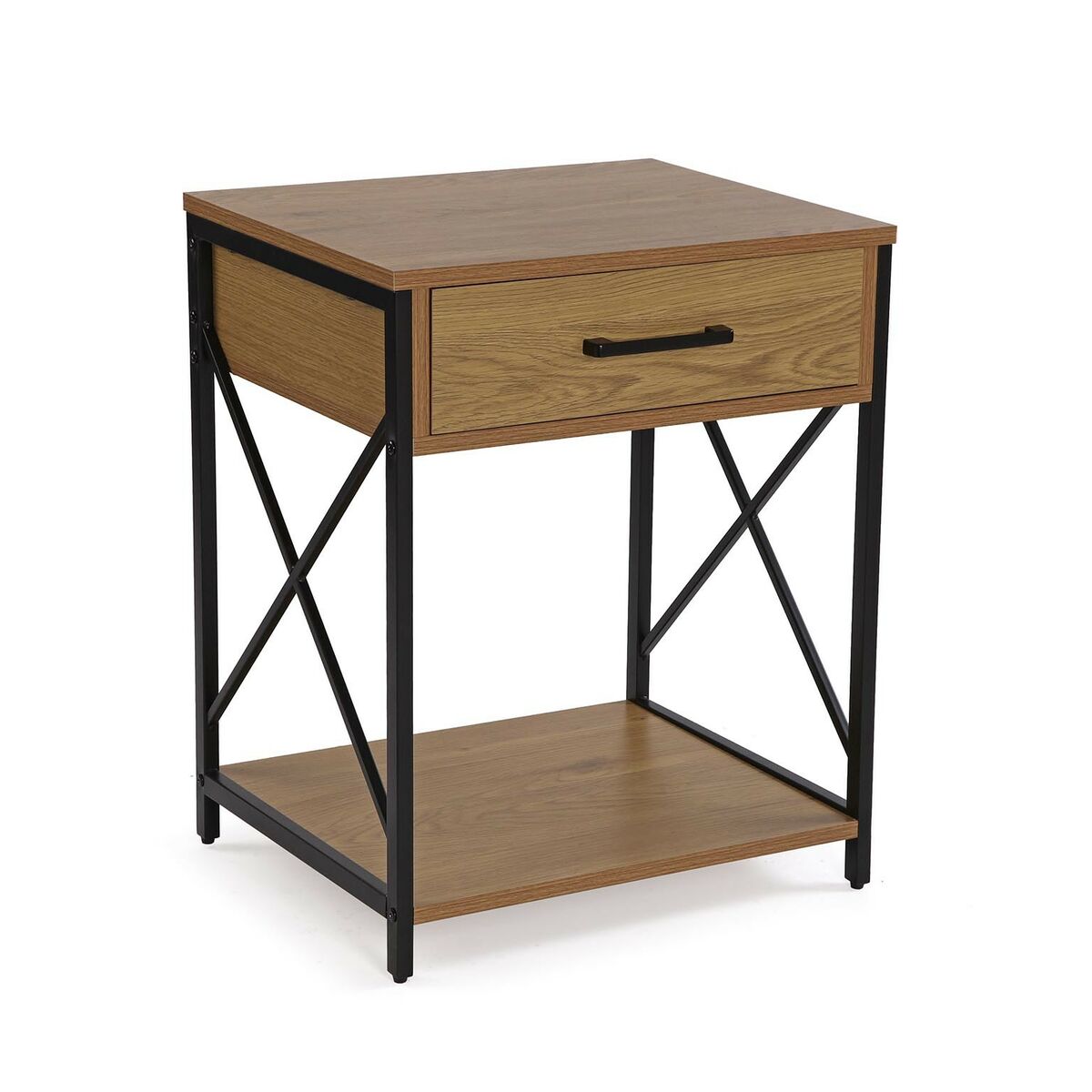 8420327549846 - Nachttisch Schwarz PVC Holz Metall 40 x 60 x 48 cm 8420327549846 - Nachttisch Schwarz PVC Holz Metall 40 x 60 x 48 cm