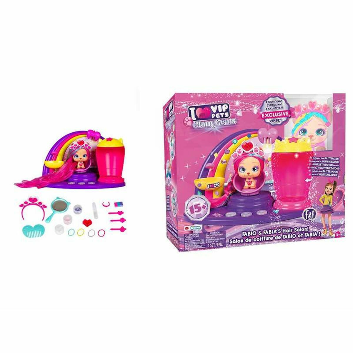 8421134714687 - Playset Coifure VIP Animals of Glams Gems Fabio & Fabia Salon Friseur