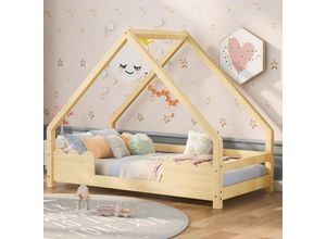 8421280136289 - Okwish - Hausbett Kinderbett 90x200cm mit Rausfallschutz Spielbett Jugendbett aus naturbelassenem Massivholz 8421280136289 - Okwish - Hausbett Kinderbett 90x200cm mit Rausfallschutz Spielbett Jugendbett aus naturbelassenem Massivholz