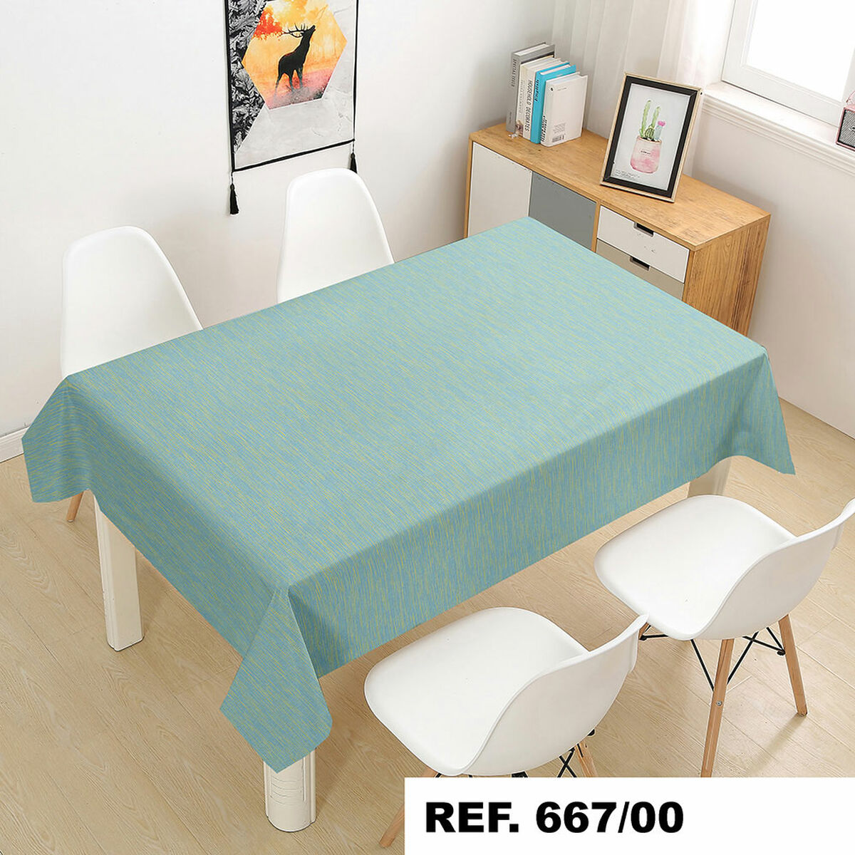 8421498667001 - Tischdeckenrolle Marmoriert Gold Blau 140 cm x 20 m