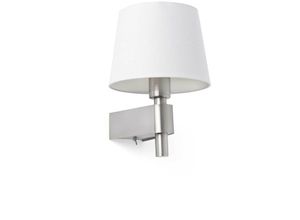 8421776081826 - Faro 29974 Wandleuchte room E27 15W Stahl Nickel satiniert Textil Weiß Ø20cm H29cm dimmbar