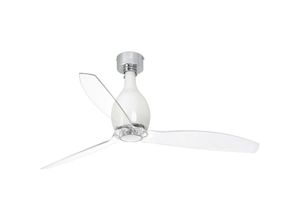 8421776096912 - Faro 32020 Deckenventilator mini eterfan m Stahl+Glas glänzendes Weiß pc transparent H45cm Ø128cm smart