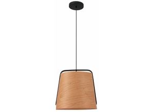 8421776141490 - Faro Barcelona - faro 29848 Hängeleuchte stood E27 15W Stahl mattschwarz Holz Kirsche H252cm Ø50cm dimmbar