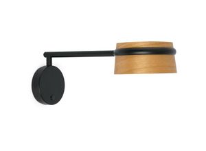 8421776144545 - Faro 29566 Wandleuchte loop led 6W 2700K Stahl mattschwarz Holz Kirsche H22cm Ø19cm