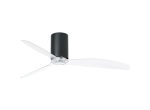 8421776146730 - Faro Barcelona - faro 32041 Deckenventilator mini tube fan m Stahl+Glas mattschwarz pc transparent H29cm Ø128cm