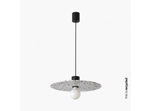 8421776229662 - Faro Barcelona - faro 68600-51 Hängeleuchte confetti 400 E27 15W Aluminium mattschwarz Recyceltes pet Weiß und Schwarz H141cm Ø45cm dimmbar