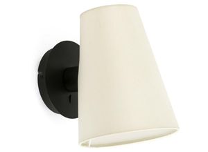 8421776233102 - Faro Barcelona - 20031-88 Wandleuchte lupe E27 15W Stahl schwarz Textil Beige L17cm H23cm dimmbar