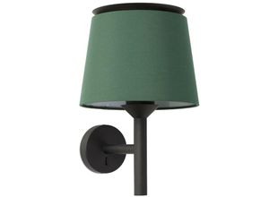 8421776233393 - Faro Barcelona - faro 20301-94 Wandleuchte savoy E27 15W Stahl mattschwarz Textil Grün L23cm H392cm dimmbar