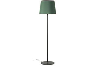 8421776233485 - Faro Barcelona - faro 20307-87 Stehleuchte savoy E27 15W Stahl mattschwarz Textil Grün L42cm H160cm dimmbar