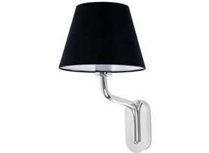 8421776233546 - Faro 24005-12 Wandleuchte eterna E27 15W Stahl Chrom Textil Schwarz L7cm H47cm dimmbar