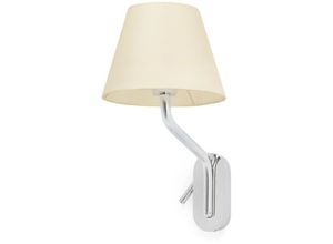 8421776233560 - Faro Barcelona - eterna Wandleuchte innen mit Leser rechts chrom beige 24006-11