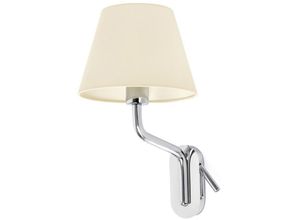 8421776233591 - Faro 24007-11 Wandleuchte eterna E27 15W Stahl Chrom Textil Beige L7cm H47cm dimmbar