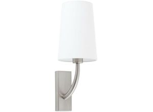 8421776233874 - Faro 29680-19 Wandleuchte rem E27 15W Stahl Nickel matt Textil Weiß L7cm H23cm dimmbar