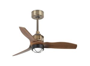 8421776235151 - Faro Barcelona - Faro just - led Altgold Holz Deckenventilator 81cm 3000K