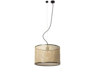 8421776235830 - Faro 64314-49 Hängeleuchte mambo 450 E27 15W Stahl mattschwarz Rattan L45cm H500cm dimmbar