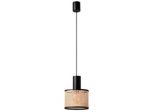 8421776235908 - Faro 64315-47 Hängeleuchte mambo 210 E27 15W Stahl mattschwarz Rattan L21cm H186cm dimmbar