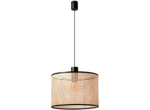 8421776235922 - FARO 64315-49 Hängeleuchte MAMBO 450 E27 15W Stahl mattschwarz Rattan L21cm H186cm dimmbar