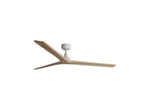 8421776350571 - Faro Barcelona - faro 34279 Deckenventilator klim l Stahl mattweiß Holz Eiche H236cm Ø150cm