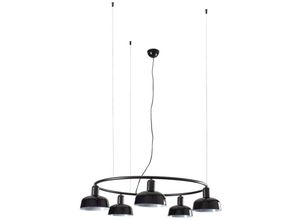 8421776355668 - Faro Barcelona - faro 20343-117-5L Hängeleuchte tatawin s E27 15W Stahl Satiniertes schwarz Glas Glänzendes Schwarz H210cm Ø90cm dimmbar