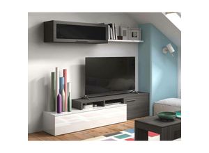 8423490261485 - Altri - Stauraum-Wand Chino TV-Ständer für Wohnzimmer Reversible Wohnzimmerkomposition Ecklounge-Set cm 200x41h44 Aschgrau und glänzend Weiß