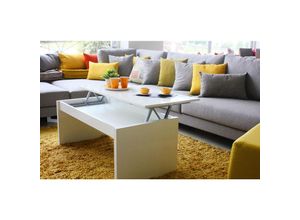 8423490262260 - Mobimarket - Couchtisch Ontario Couchtisch mit abnehmbarer Platte Couchtisch für das Wohnzimmer cm 102x50h43 54 Glänzend weiß