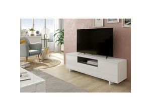 8423490263168 - TV-Ständer Visalia Wohnzimmer TV-Sideboard 3-türiger TV-Ständer Niedriges Sideboard für Wohnzimmer cm 150x41h46 Glänzend weiß und aschgrau