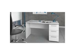 8423490266039 - Hogar24 - Schreibtisch Dallas Moderner Schreibtisch Studiertisch mit Kommode mit 2 Schubladen und 1 Tür cm 138x60h74 Weiß