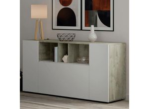 8423490267135 - Highboard Paterson Modernes Sideboard mit 3 Türen Wohnzimmerbuffet mit Fächern Wohnzimmer-Sideboard Fernsehschrank cm 150x41h76 Weiß und Eiche