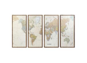 8424001652341 - Dkd Home Decor - Bilder set 4 bois 200x35x120 World Card Holzmaterial mehrfarbiger Farbfamilienbilder Details