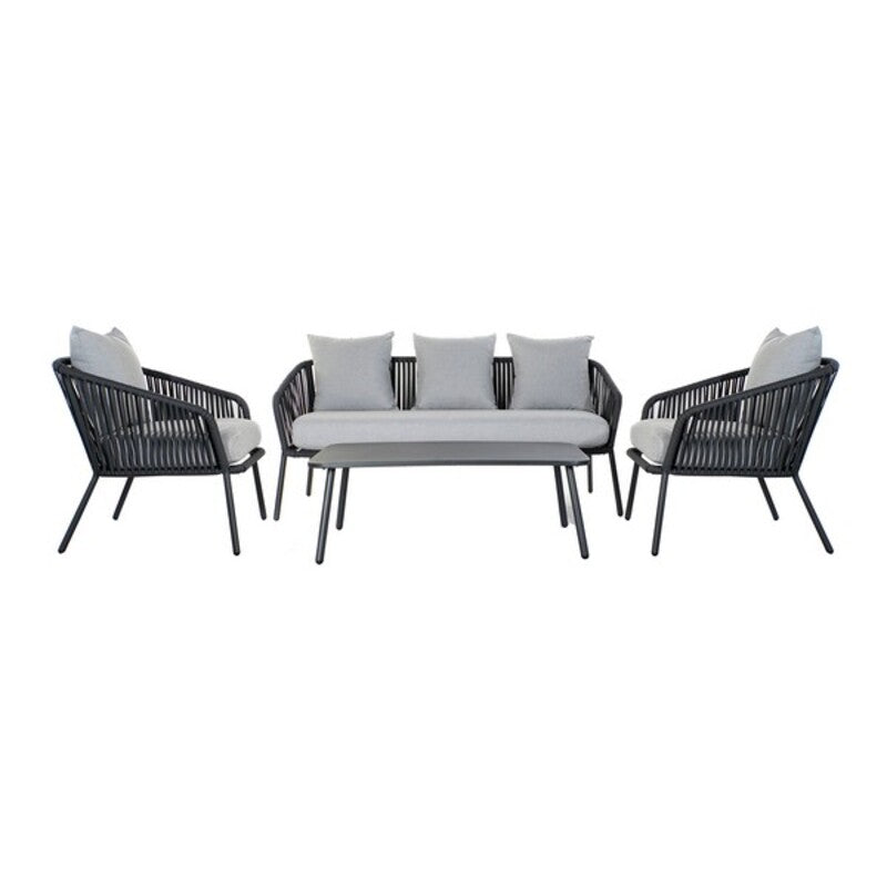 8424001790395 - Sofa- und Tischset MB-179039 Grau Garten Polyester Seil Aluminium (1515 x 72 x 70 cm) (4 Stück)