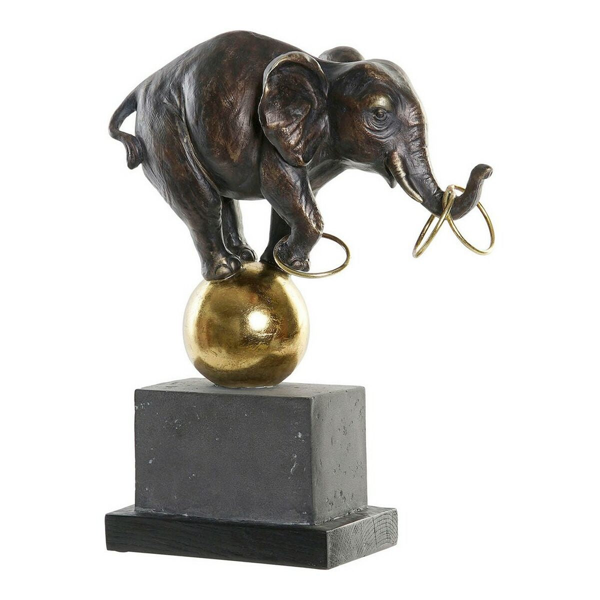 8424001812424 - Deko-Figur FD-181242 Elefant Schwarz Gold Metall Harz Moderne (31 x 13 x 41 cm)