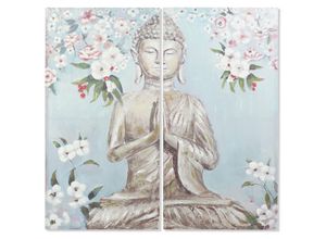 8424001816941 - Dkd Home Decor - Malerei Set 2 Leinwände 140x3x140 Buddha Leinwand handgemalte mehrfarbige Farbmaterial -Familienfotos Details