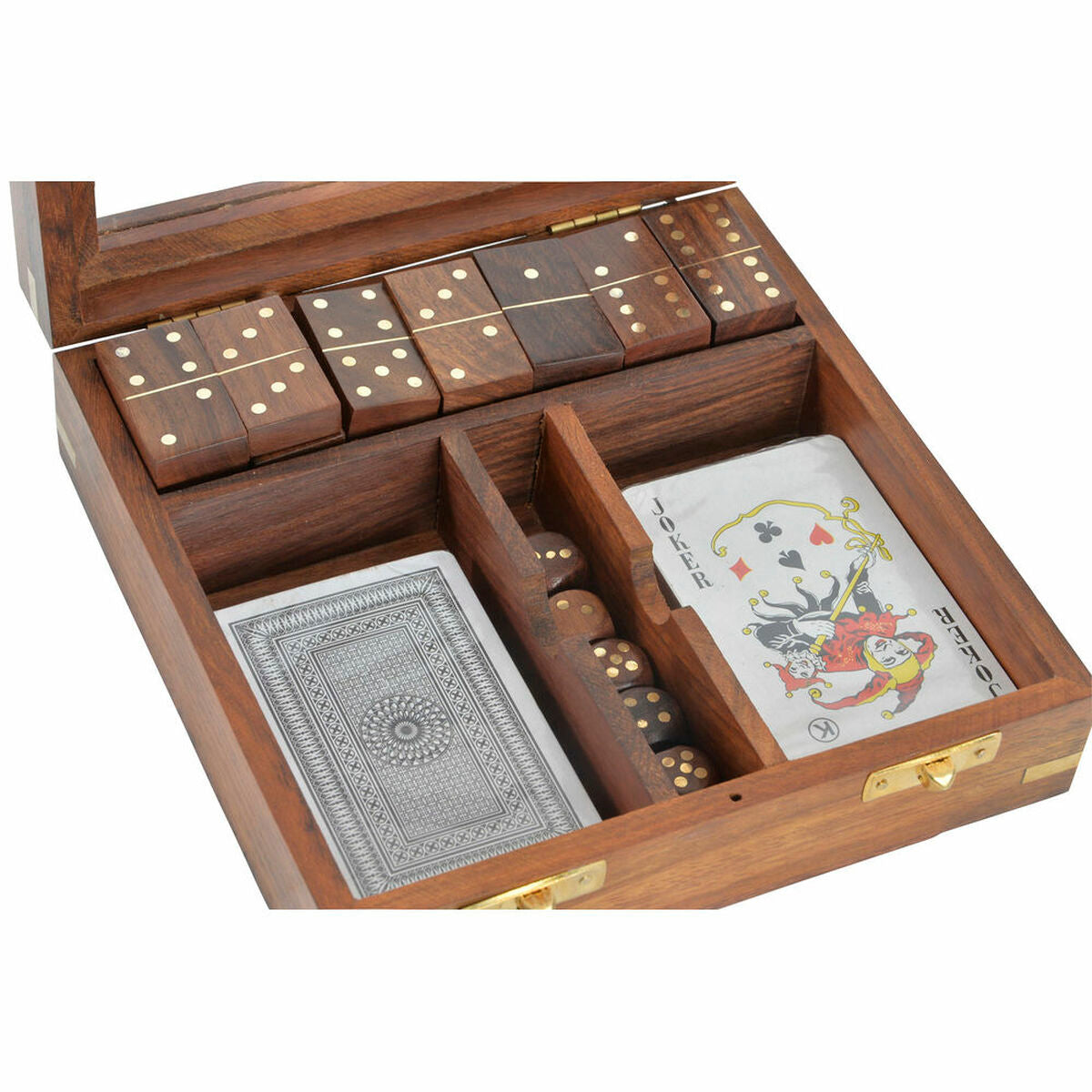 8424001848409 - Tischspiel Sheesham 17 x 17 x 55 cm Gold Braun 4 Stücke