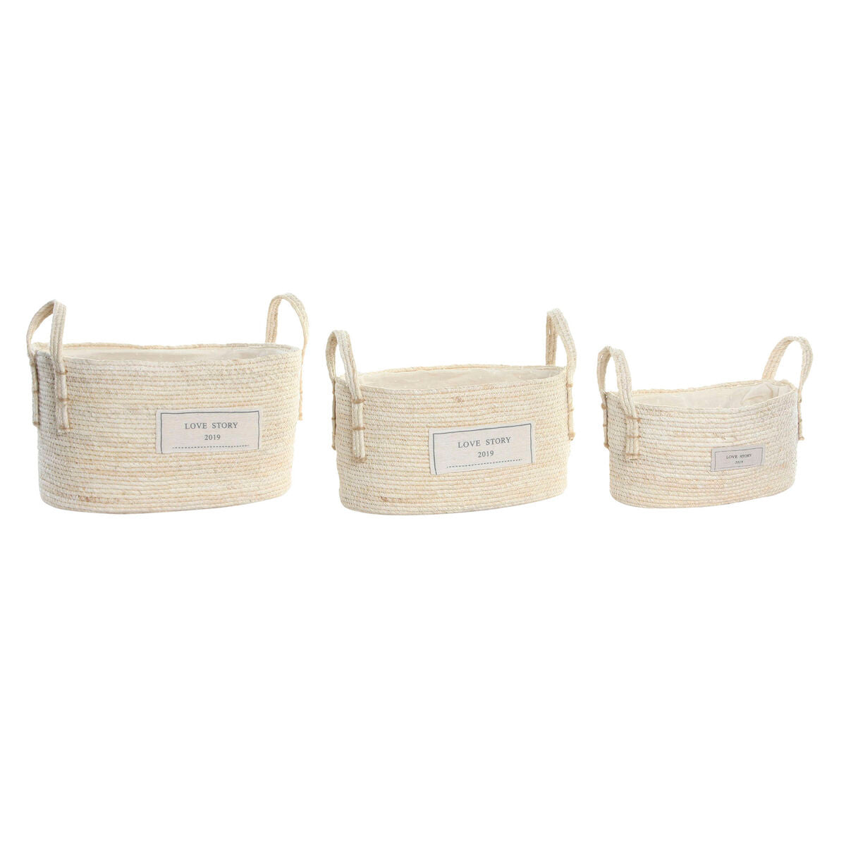 8424001866717 - Nicht Zutreffend - Korb-Set dkd Home Decor Baumwolle Faser (34 x 23 x 20 cm)