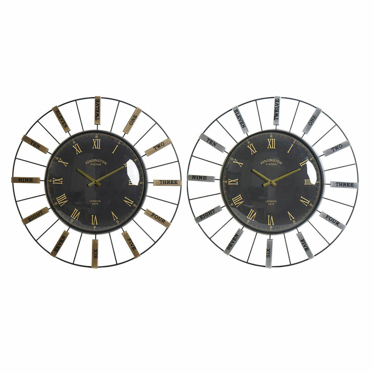 8424001872848 - Wanduhr Kristall Silberfarben Schwarz Gold Eisen 70 x 7 x 70 cm (2 Stück) 8424001872848 - Wanduhr Kristall Silberfarben Schwarz Gold Eisen 70 x 7 x 70 cm (2 Stück)