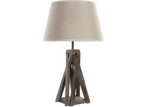 8424001894338 - Dkd Home Decor - Recycelter hölzerne Tischlampe 35x35x56 E27 Recycling Holz Baumwolle mehrfarbige Farbfamilie Details Details Details