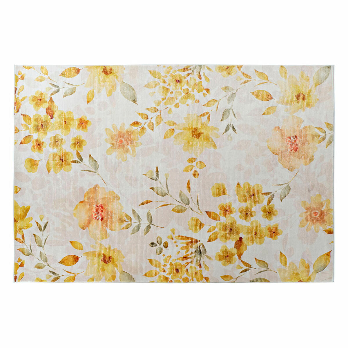 8424001905454 - Teppich Gelb Weiß Polyester Baumwolle Blomster (200 x 290 x 05 cm)