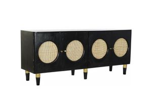 8424001908165 - Fijalo - Ratan Buffet Griff 150x40x65 Schwarzer Ratan -Handle Multikolor -Material -Familienfarben und tv -Möbeldetails