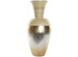 8424001909988 - Nicht Zutreffend - Vase dkd Home Decor natürlich Silberfarben Golden Perlmutt Bambus Tropical Pflanzenblatt (25 x 25 x 53 cm)